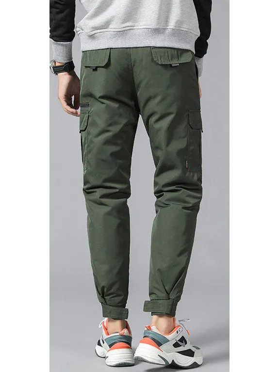 Plus Size Men's Down Winter Jogger Pants (Black, Grey, Green)