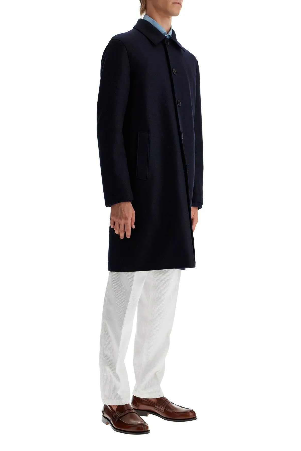 SINGLE-BREASTED PRESSED WOOL COAT