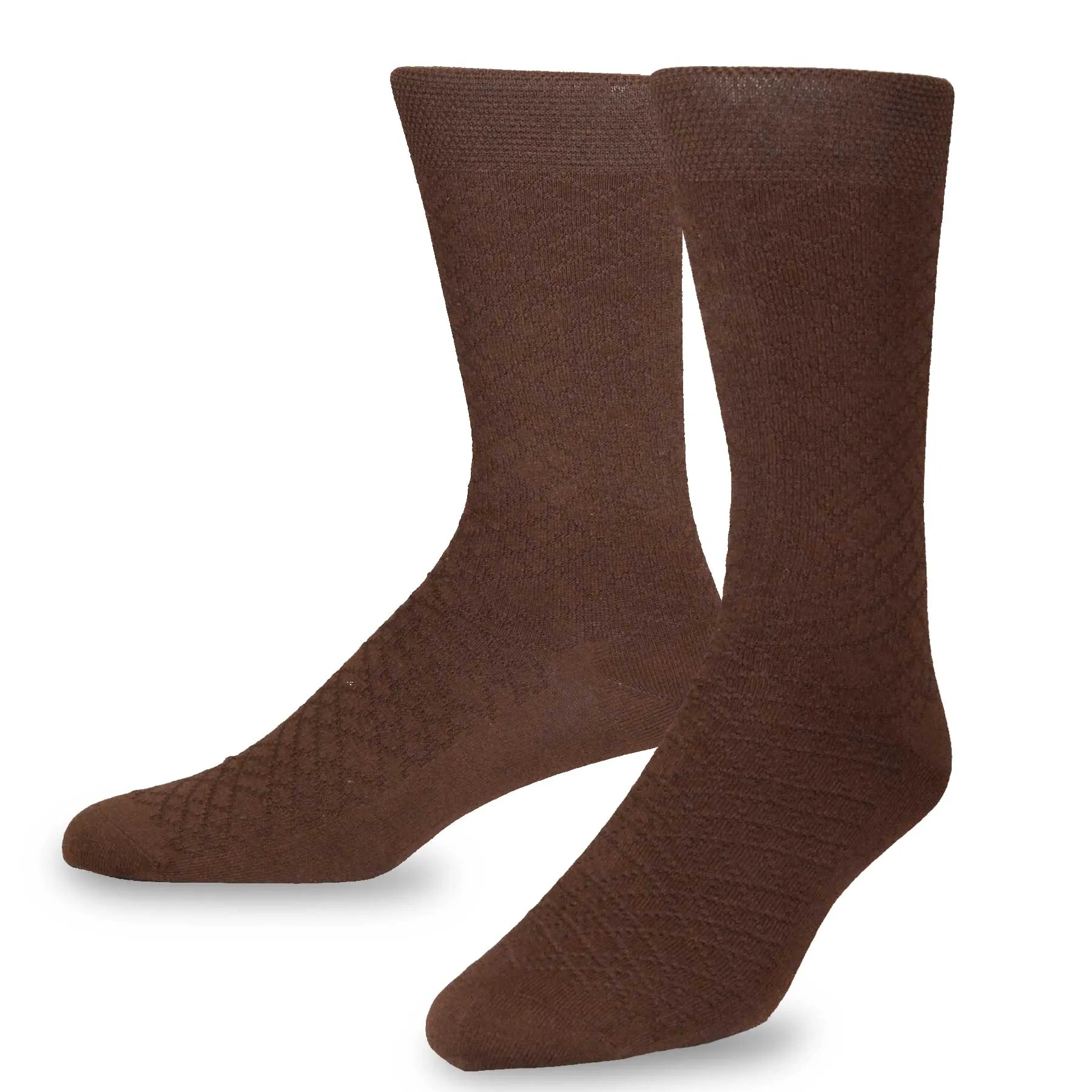 TeeHee Socks Men's Casual Bamboo Crew White, Khaki, Brown 3-Pack (50023)