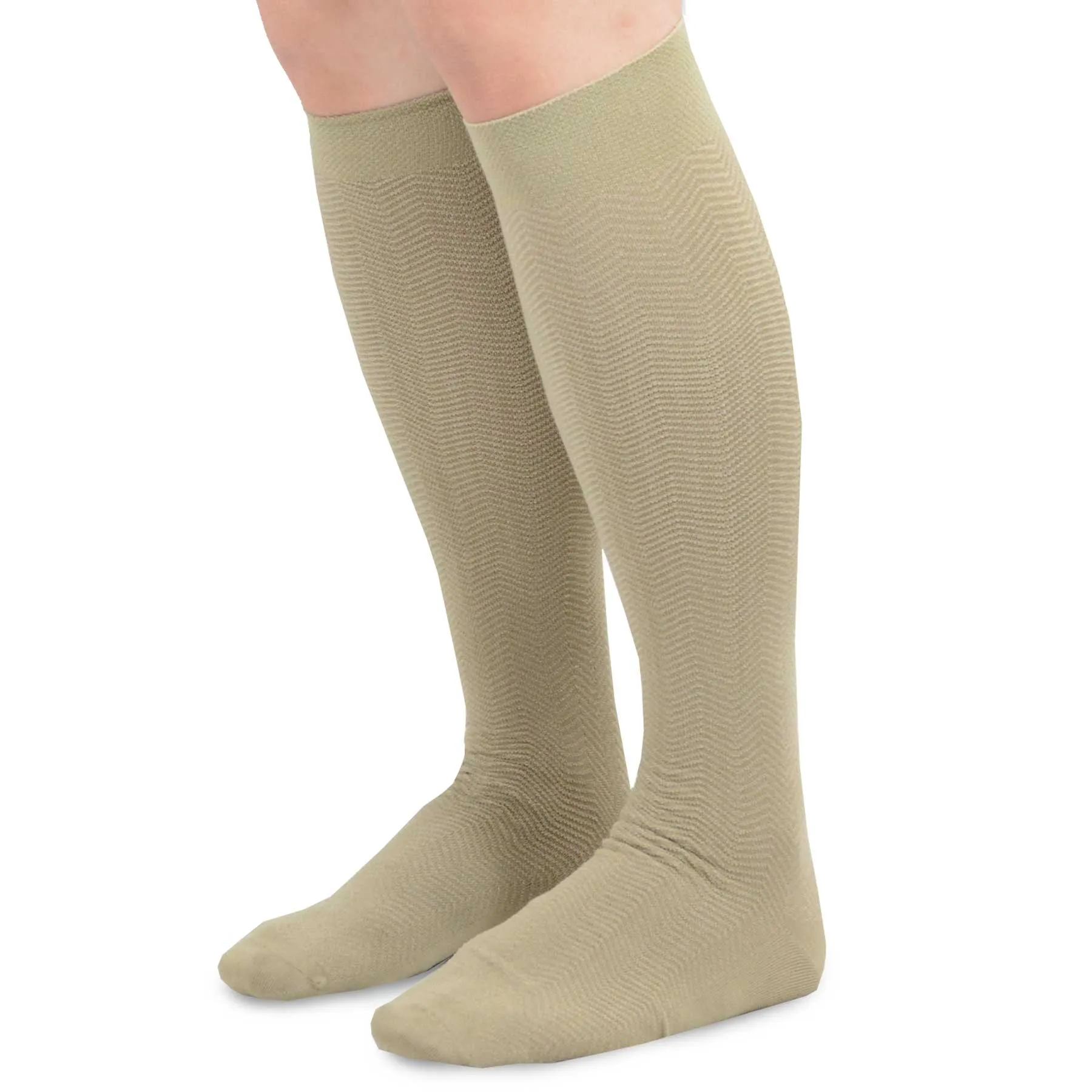TeeHee Socks Men's Casual Bamboo Knee High White, Khaki, Brown 6-Pack (50021)