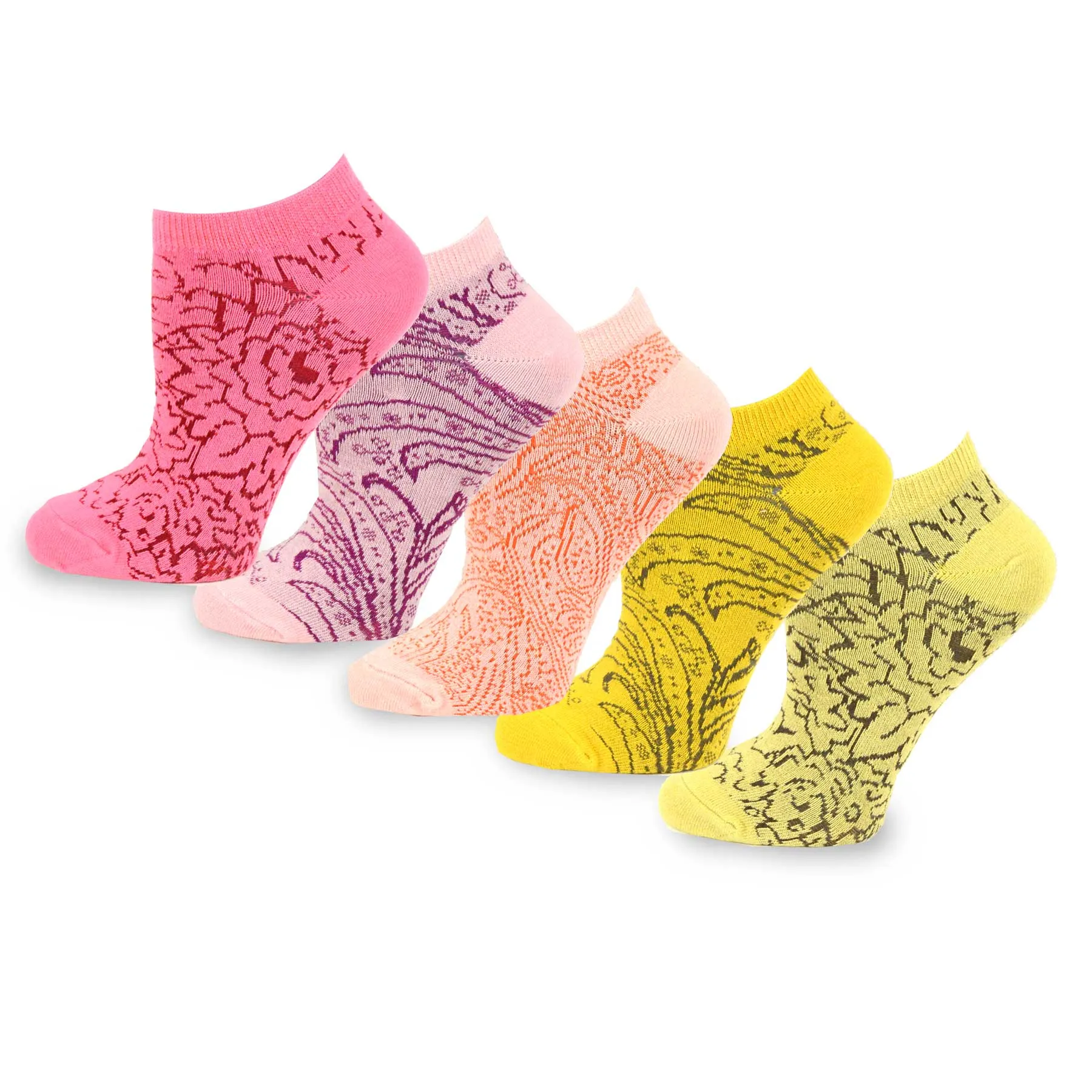 TeeHee Socks Women's Casual Cotton No Show Multi Pattern 10-Pack (11204)