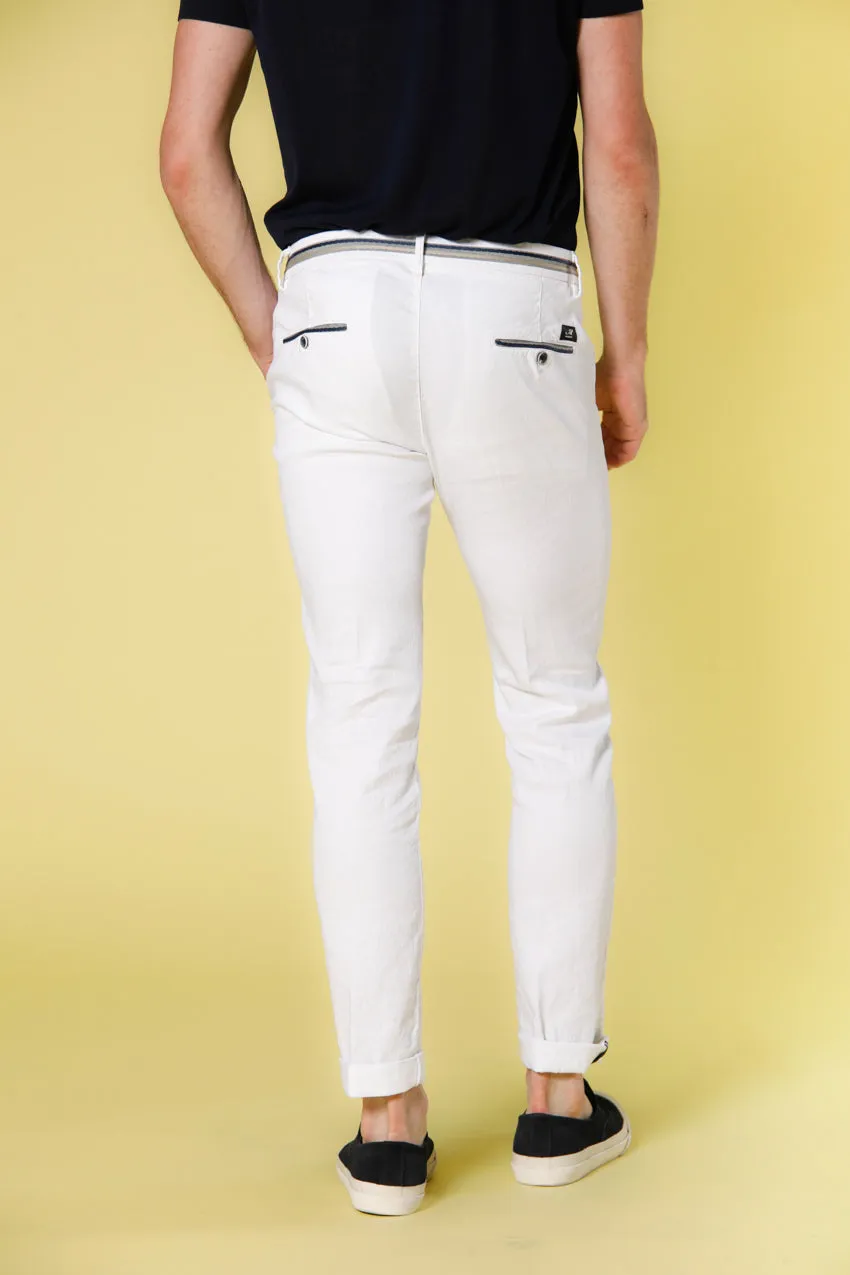 Torino Oxford men's chino pants in linen and cotton with ribbons slim