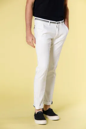 Torino Oxford men's chino pants in linen and cotton with ribbons slim