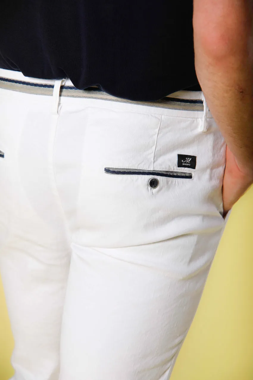 Torino Oxford men's chino pants in linen and cotton with ribbons slim