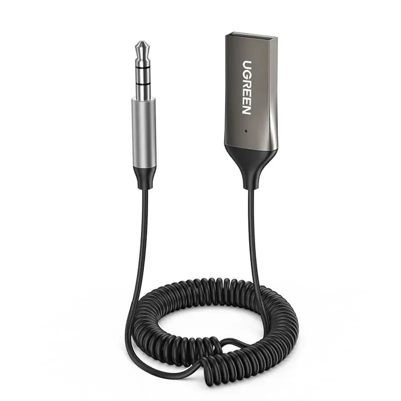 UGREEN 3.5mm Aux to Bluetooth 5.3 Receiver For Car, USB 2.0 to 3.5mm Jack Kit with Built-in Microphone Aux Input for Hands-Free Calls Compatible with Car Speaker and Home Audio (70601)
