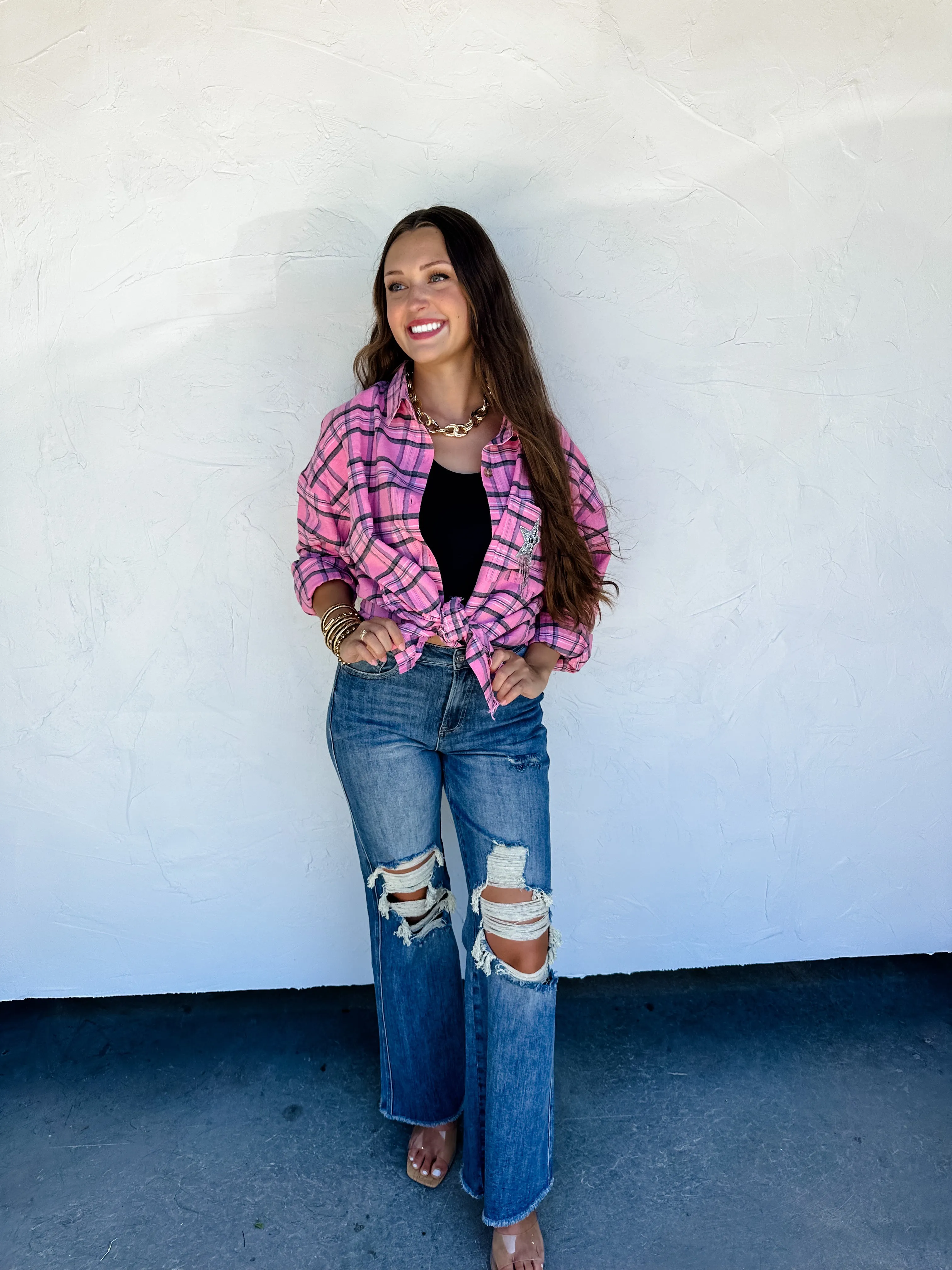 YOU'RE A STAR PLAID TOP