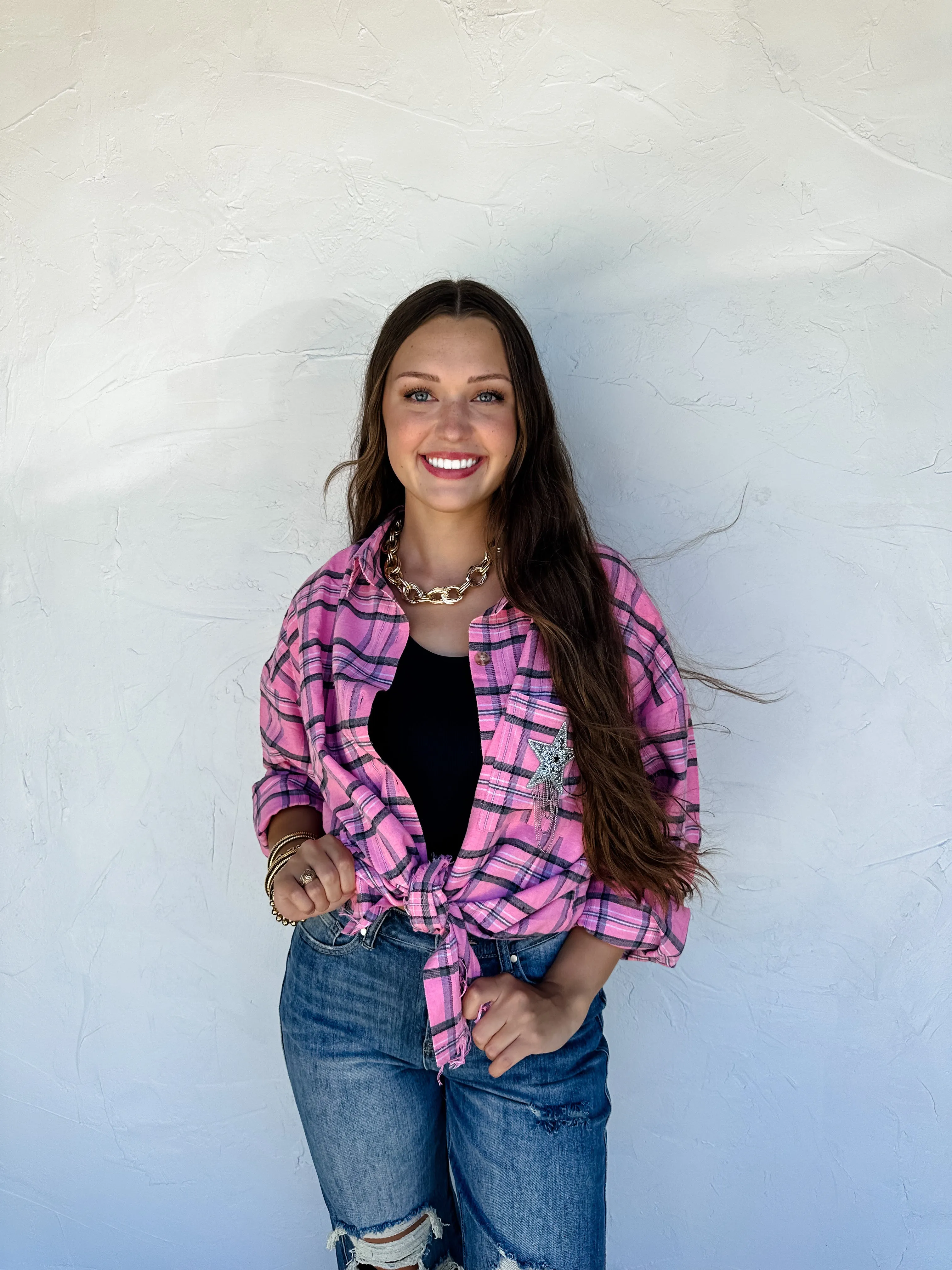 YOU'RE A STAR PLAID TOP